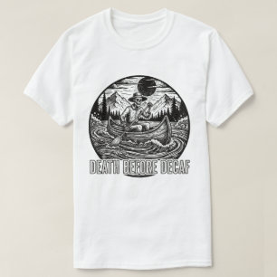 Camiseta Morte Antes do Decaf Skeleton Canooé Design