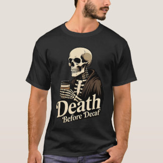 Camiseta Morte Antes do Descafeinado – Esqueleto Amante de