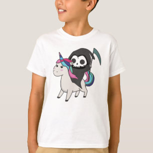 Camiseta Morte Dirigindo Unicorn Funny Unicorn Arco-Íris