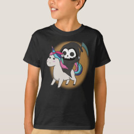 Camiseta Morte Dirigindo Unicorn Funny Unicorn Arco-Íris