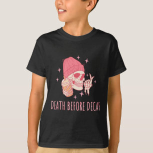 Camiseta Morte Do Café Antes Do Skull Do Decaf