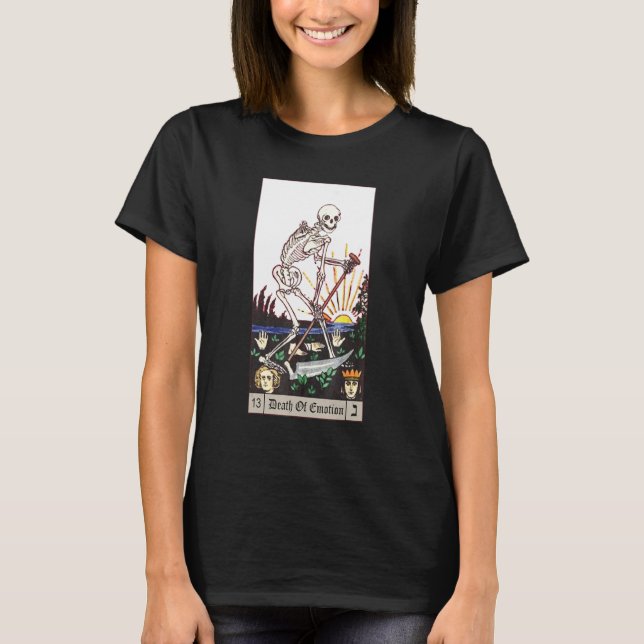 Camiseta Morte Do Esqueleto Estético Do Cartão Tarot Emocio (Frente)