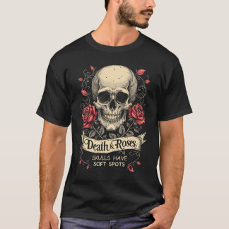 Camiseta Morte e Rosas: crânios têm manchas moles