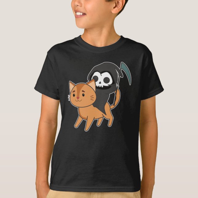 Camiseta Morte Engraçado Gato - Gatos Engraçados (Frente)