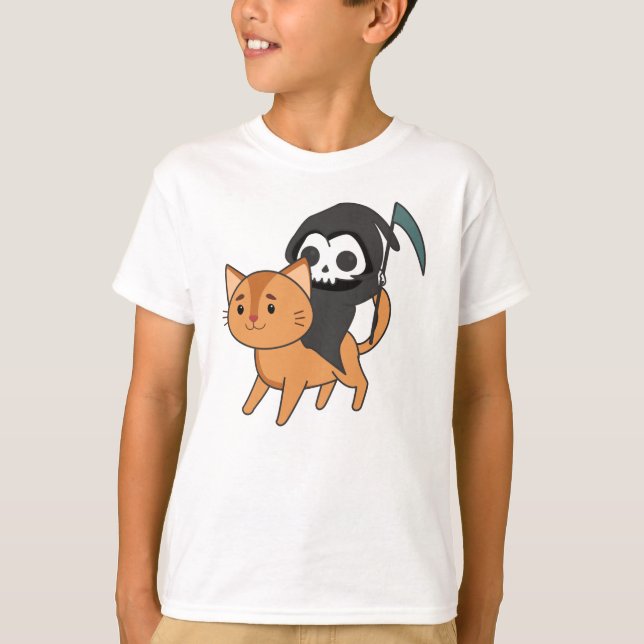 Camiseta Morte Engraçado Gato - Gatos Engraçados (Frente)