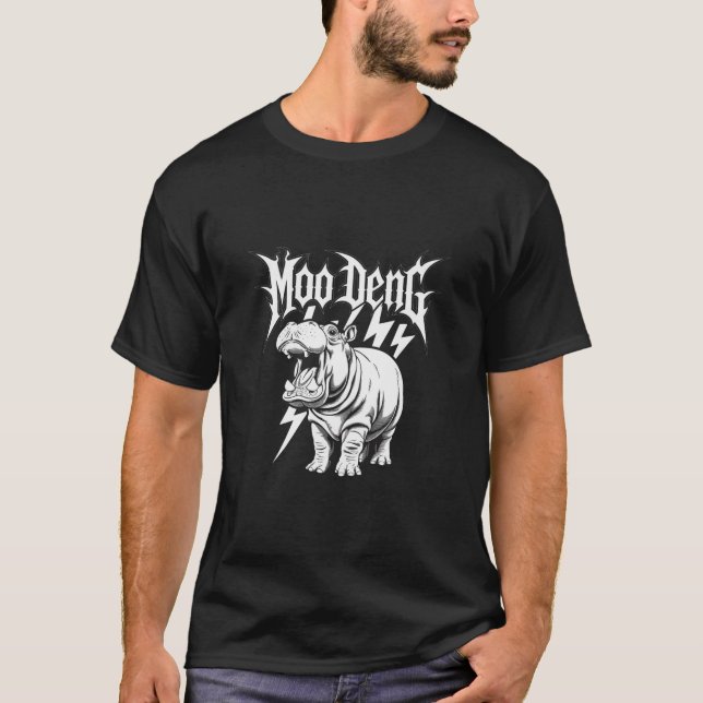 Camiseta Morte Metal Cute Bebê Hippo Moo Deng Hippopotamus (Frente)