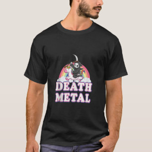 Camiseta Morte Metal Divertido Arco-íris Ceifador Unicórnio