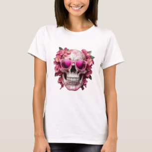 Camiseta Morto 3D, cor-de-rosa, , Caveira vestindo óculos e