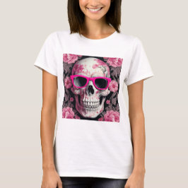 Camiseta Morto 3D, cor-de-rosa, , Caveira vestindo óculos e