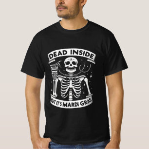 Camiseta Morto Dentro, mas é Mardi Gras - Esqueleto engraça