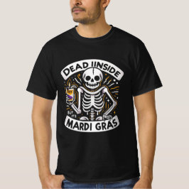 Camiseta Morto Dentro, mas é Mardi Gras - Esqueleto engraça
