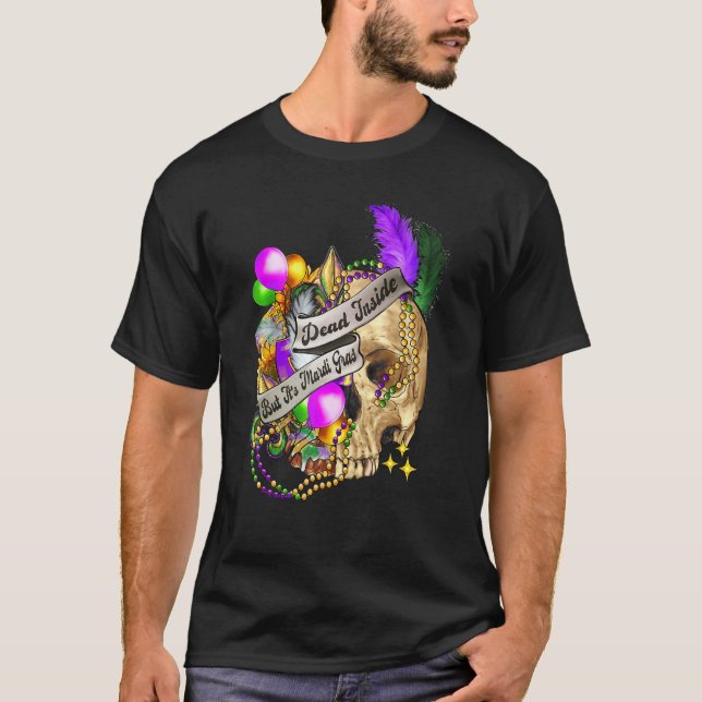 Camiseta Morto Dentro Mas Mardi Gras Skull Mask Mardi Gras (Frente)