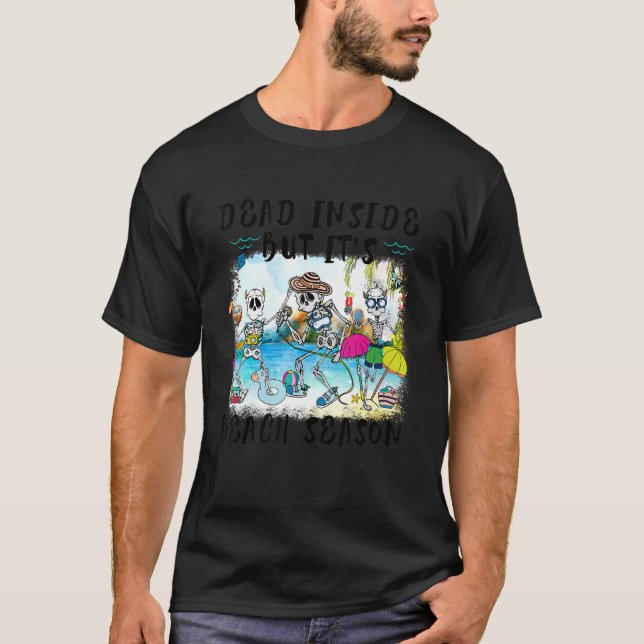 Camiseta Morto Dentro Mas Praia Olá Esqueleto de Verão (Frente)