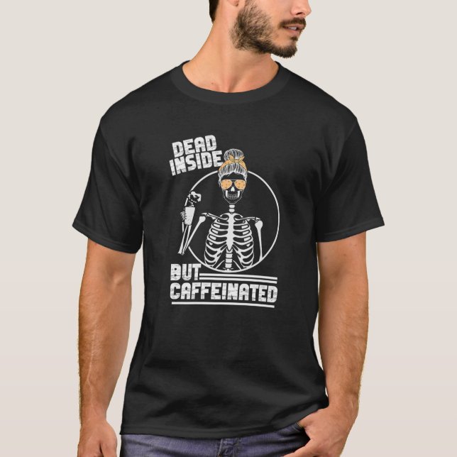 Camiseta Morto Mas Cafeinado - Leopard Skull Drinki (Frente)