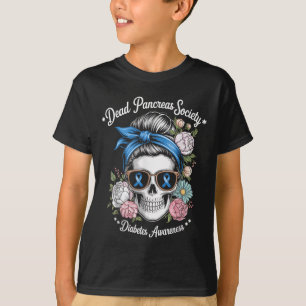 Camiseta Morto Pancrea Society Shirt Floral Skull Diabetes
