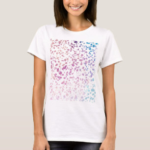 Camiseta Mosaico Abstrato Terrazzo Padrão Rosa e Azul 