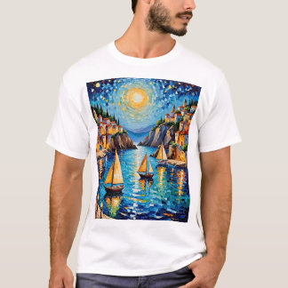 Camiseta Mosaico Colorido Velejando Teto Solar Mediterrâneo