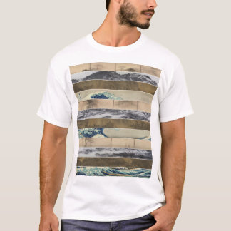 Camiseta Mosaico de Arte Asiático Pinos e Templos