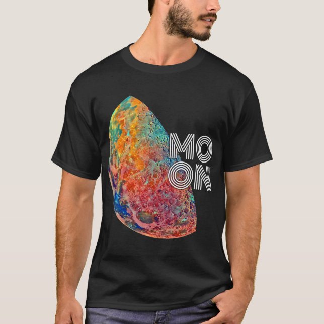 Camiseta Mosaico de Lua Estética Colorida (Frente)