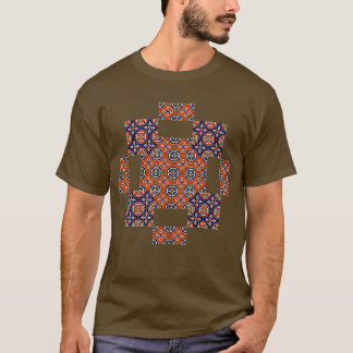Camiseta Mosaico do estilo talavera-rusticado vermelho e az