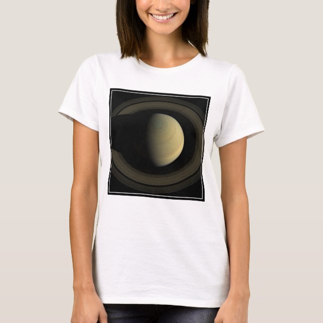Camiseta Mosaico Do Planeta Saturno E Seus Anéis Principais (Frente)