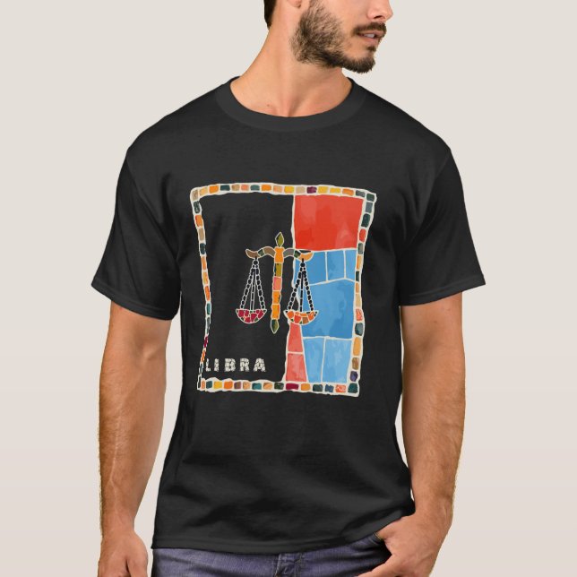 Camiseta mosaico do signo de Libra - harmonia e equilíbrio  (Frente)