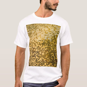 Camiseta Mosaico Dourado: Textura de Azulejos quadrados.