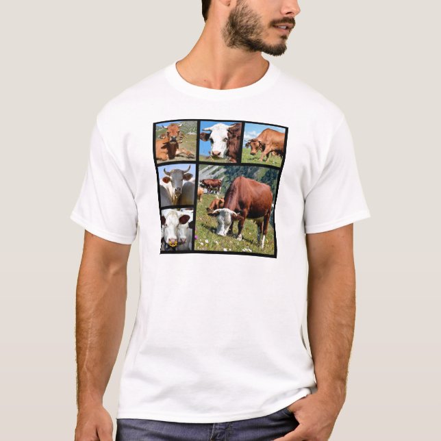 Camiseta Mosaico fotográfico de vacas (Frente)