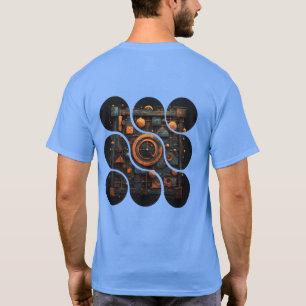 Camiseta Mosaico Industrial Steampunk: Geometria de Laranja