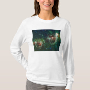 Camiseta Mosaico infravermelho das nebulosa do coração e 