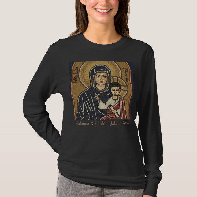Camiseta Mosaico sírio de Madonna e Child Maronite T-Shi (Frente)