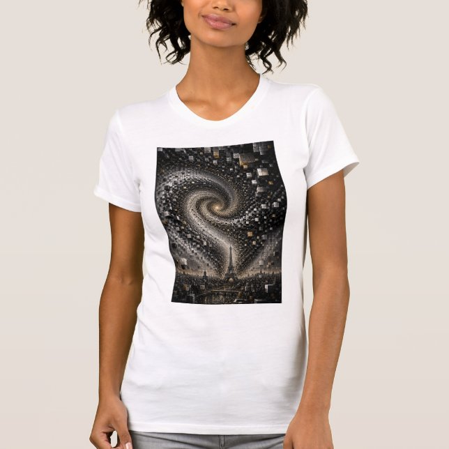 Camiseta Mosaico Vortex Geométrico de Micro 3D Abstrato | L (Frente)