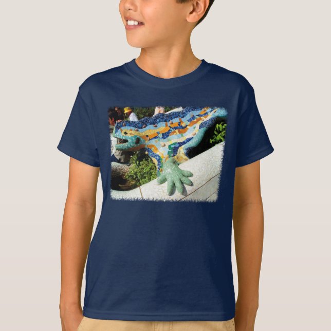 Camiseta Mosaicos do lagarto de Gaudi (Frente)