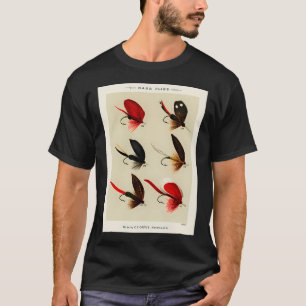 Camiseta Moscas Vermelhas e Pretas - Isca para Pesca com Mo