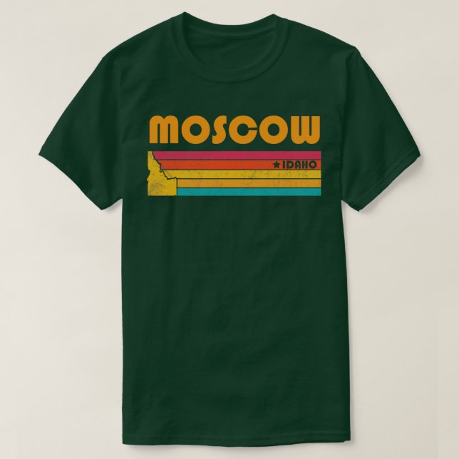 Camiseta Moscou Idaho Vintage angustiou Souvenir (Frente do Design)
