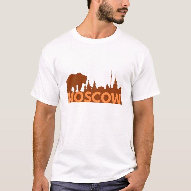 Camiseta Moscou Skyline e Urso Russo (Frente)