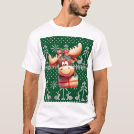 Camiseta Mose de desenho animado em padrão verde