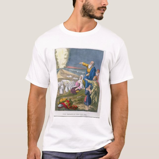 Camiseta Moses que parte o Mar Vermelho, de uma bíblia (Frente)