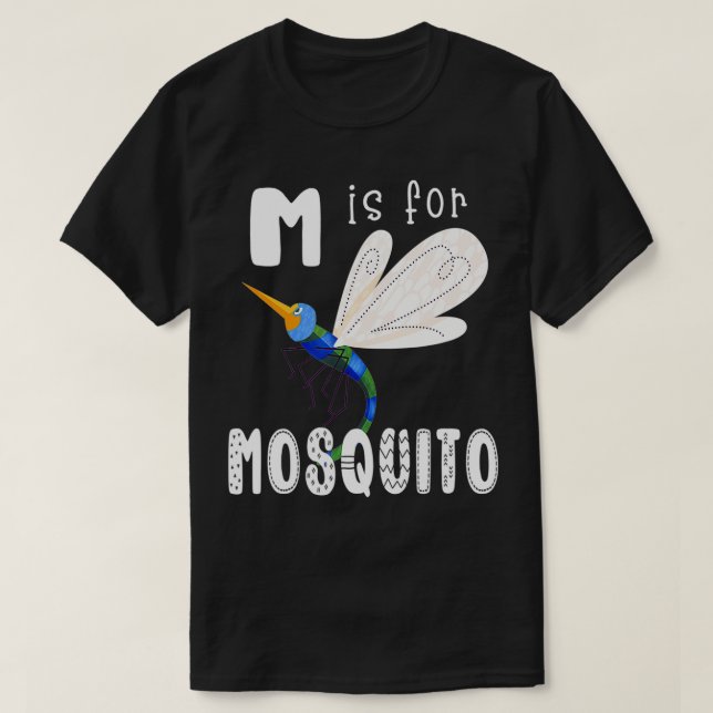Camiseta Mosquito - Letra M alfabético professor inseto (Frente do Design)