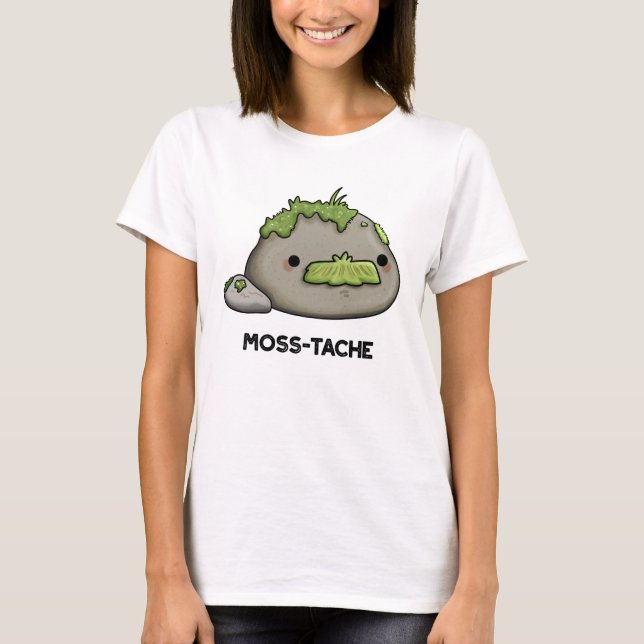 Camiseta Moss-tache Engraçado Mustache Pun (Frente)