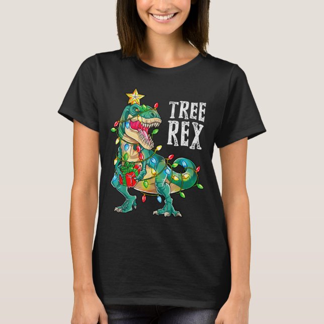 Camiseta Most Wonderful Christmas Co Dinosaur Christmas Tre (Frente)