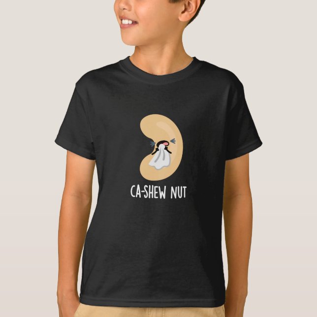 Camiseta Mosto de Ca Engraçado Espirrontando Cashew Nut Pun (Frente)