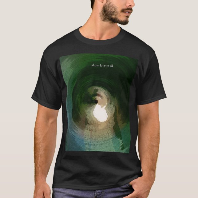 Camiseta Mostrar Amor a Todos - Arte Abstrato Verde (Frente)