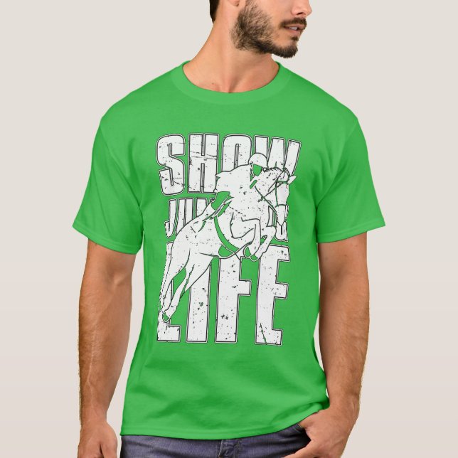 Camiseta Mostrar Jumper de Cavalo de Vida Andando Mostrando (Frente)