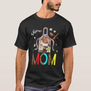 Camiseta Mostrar Mãe Cabra Leopardo Floral Avental Cozinhei