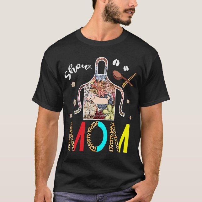 Camiseta Mostre à mamãe Cabra Leopardo Floral Apron Cook Fa (Frente)