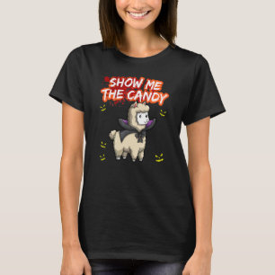 Camiseta Mostre-me O Traje de Halloween de Doces ou Travess