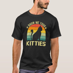 Camiseta Mostre-me seus Gatinhos Cat Retro Sunset Vintage