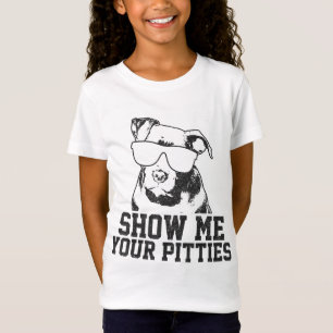 Camiseta Mostre-me sua picada Engraçada Cachorro Pitbuloso