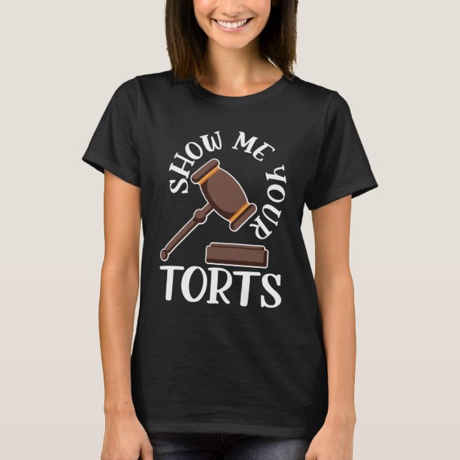 Camiseta Mostre-me suas torturas por aspirar advogados e Ru (Frente)